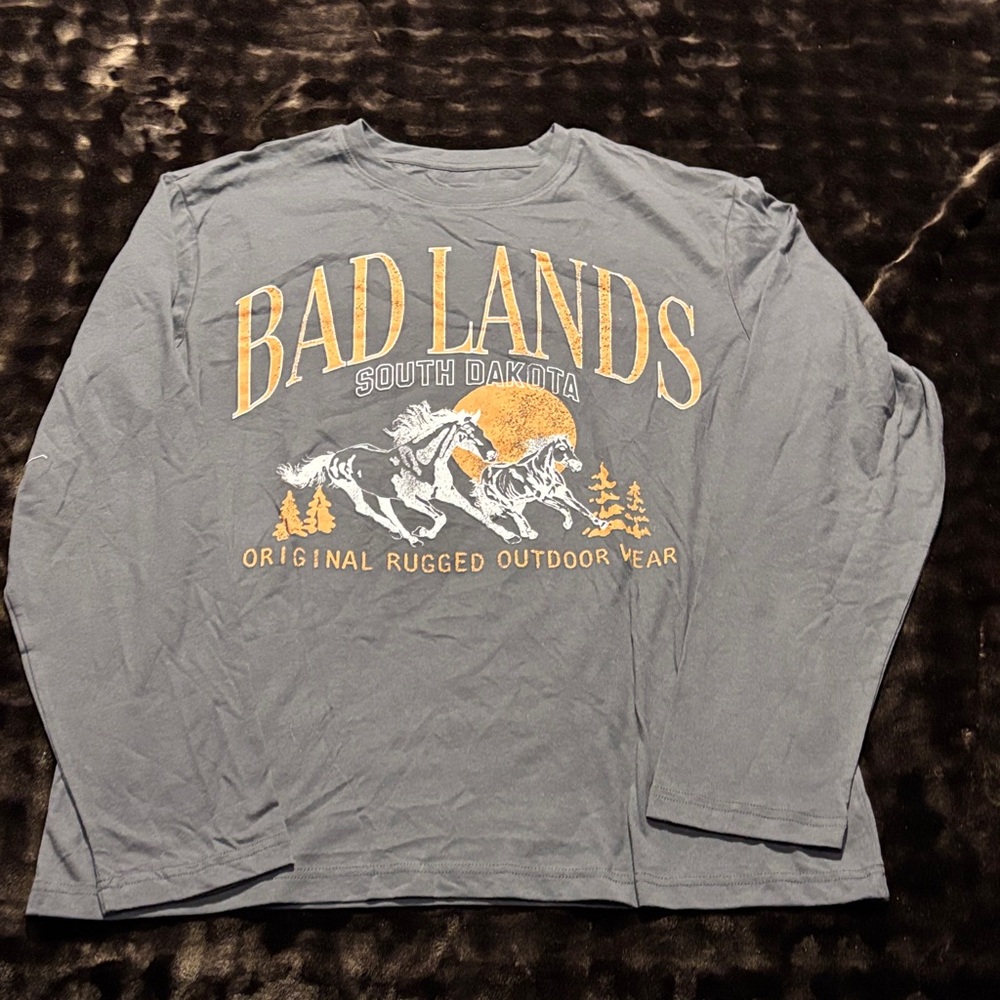 Original Use Bad Lands Graphic Long Sleeve Shirt - Gray